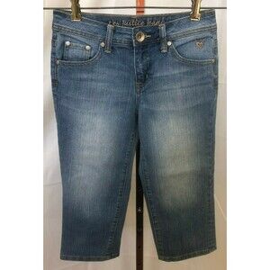 Justice Simply Low Girls Blue Straight Leg Jean Capris Size 12 S